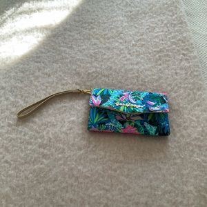 Lilly Pulitzer Blue & Pink clutch wristlet wallet